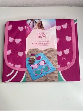 Paris Hilton Pink Heart Sunglasses Beach Picnic Blanket